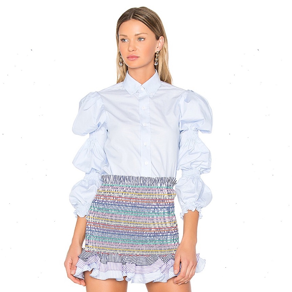 Petersyn Ophelia Top  and skirt Blue Mini Stripe Revolve Med